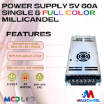 POWER SUPPLY RUNNING TEXT SINGLE & FULL COLOR 5 VOLT 60 AMPER SLIM MILLICANDEL