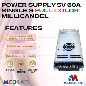 POWER SUPPLY RUNNING TEXT SINGLE & FULL COLOR 5 VOLT 60 AMPER SLIM MILLICANDEL