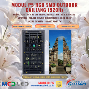 PANEL MODUL P5 RGB SMD FULL COLOR OUTDOOR MERK CAILIANG 1920 HZ