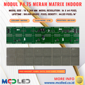 PANEL MODUL P4,75 MERAH MATRIX INDOOR