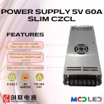 POWER SUPPLY RUNNING TEXT 5 VOLT 60 AMPERE SLIM CZCL