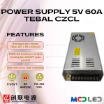 POWER SUPPLY RUNNING TEXT 5 VOLT 60 AMPERE TEBAL CZCL