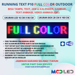 RUNNING TEXT P10 LED SMD OUTDOOR RGB FULL COLOR UKURAN LED 16X96 CM UKURAN BOX 20X100 CM