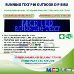 RUNNING TEXT P10 LED DIP OUTDOOR WARNA BIRU UKURAN LED 16X96 CM UKURAN BOX 20X100 CM