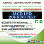 RUNNING TEXT P10 LED DIP OUTDOOR WARNA PUTIH UKURAN LED 16X160 CM UKURAN BOX 20X164 CM
