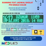 JADWAL SHOLAT DIGITAL RUNNING TEXT JWS P10 WARNA HIJAU UKURAN LED 16X128 CM UKURAN BOX 20X132 CM
