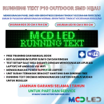 RUNNING TEXT P10 LED SMD OUTDOOR WARNA HIJAU UKURAN LED 16X160 CM UKURAN BOX 20X164 CM