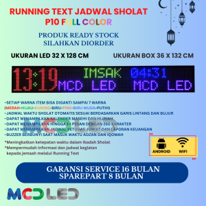 JWS 32X128 CM JADWAL WAKTU SHOLAT P10 RGB FULL COLOR UKURAN BOX 36X132 CM