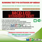 RUNNING TEXT 32X128 CM P10 LED DIP OUTDOOR WARNA MERAH UKURAN BOX 36X132 CM