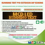 RUNNING TEXT 32X96 CM P10 LED DIP OUTDOOR WARNA KUNING UKURAN BOX 36X100 CM