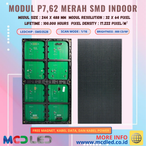 PANEL MODUL MODULE P7,62 P7.62 F5.0 F5 32X64 PIXEL SMD MERAH RED